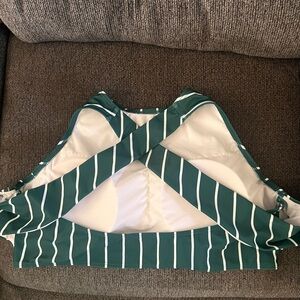 Green Striped Women's Swim suit top.